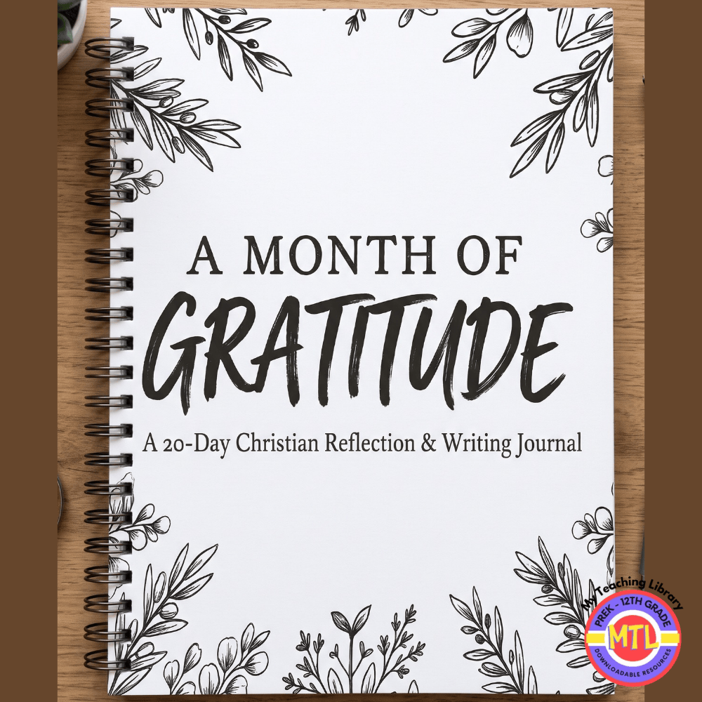 A month of Gratitude - a downloadable pdf to guide students through learning about thankfulness and to do so biblically.